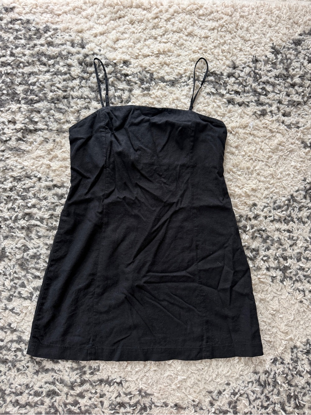 GAP Linen Black Spaghetti Strap Mini Dress